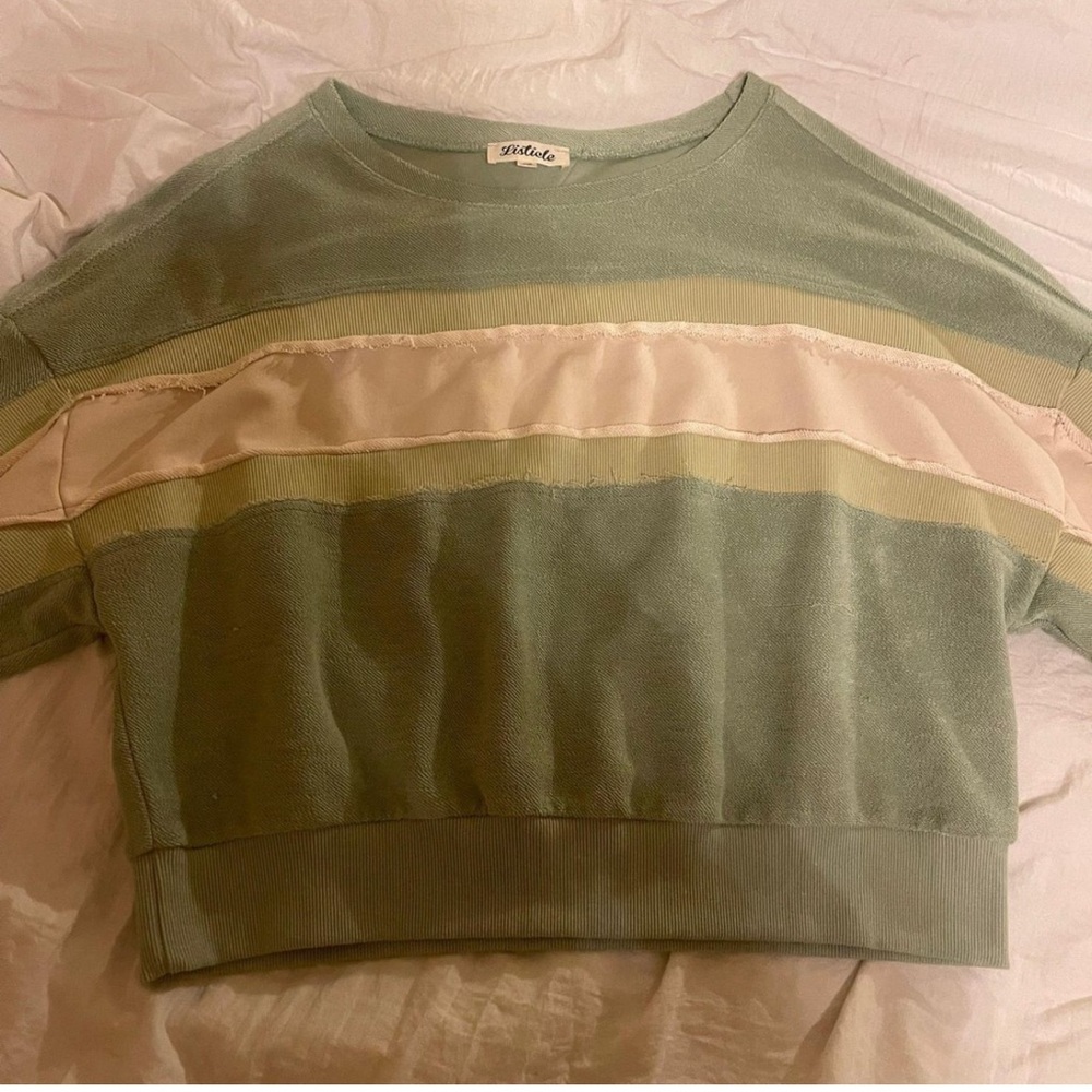 Green distressed sweater